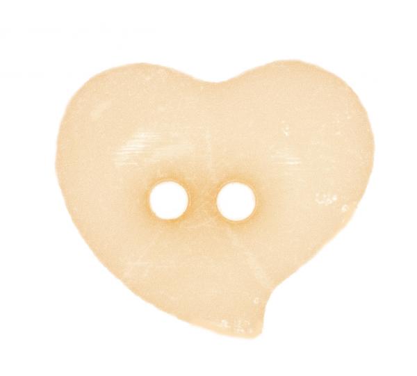Kids button as heart made of plastic in cream 13 mm 0,51 inch